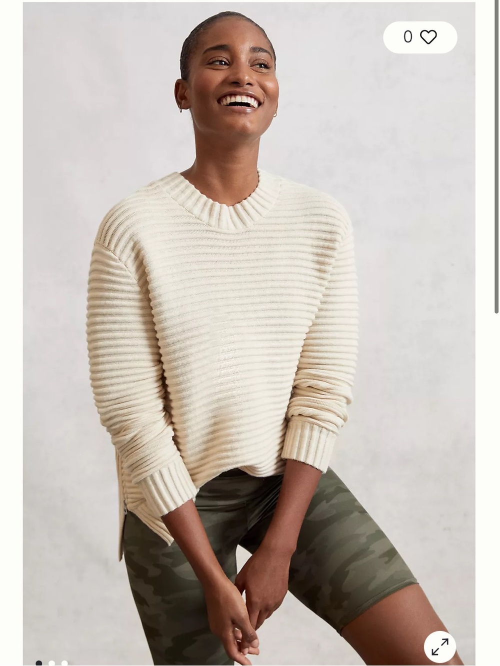 Varley Talbert Sweater Ivory Size XS for Anthropologie ribbed with side zippers